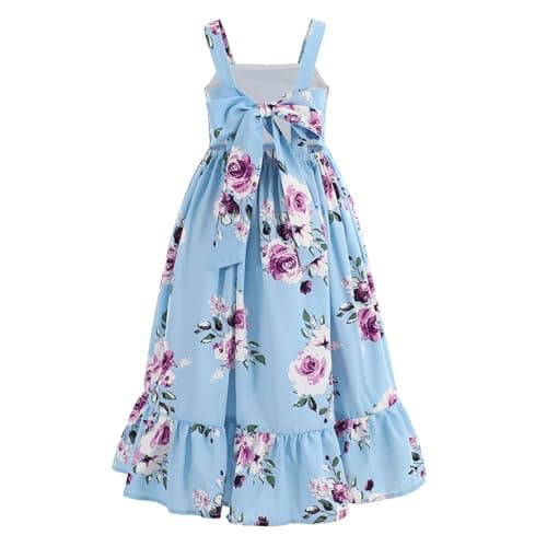 Flofallzique Vintage Floral Maxi Dress for Kids Birthday Parties