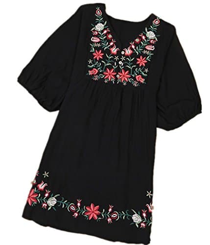 Kafeimali Summer V-Neck Mexican Embroidered Women's Dressy Tops