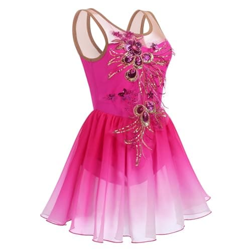ODASDO Women's Ice Skating Ballet Dance Leotard with Sequin Embroidery