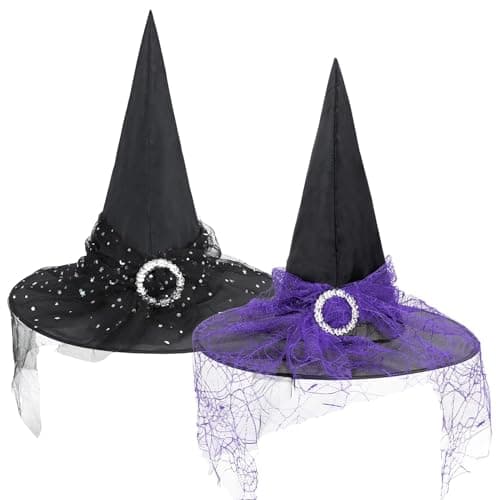 Century Star Kids Witch Hat - Halloween Lace Hat for Girls Youth Teens Cosplay
