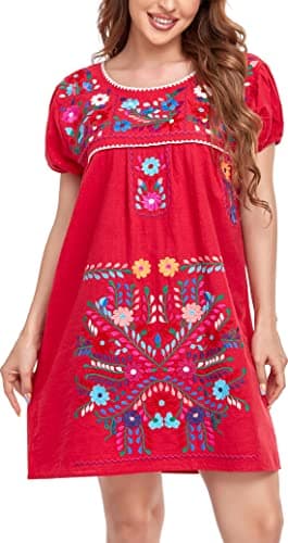 Mexican Embroidered Dress for Women