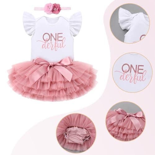 ODASDO Baby Girl 1st Birthday Cake Smash Outfit Set