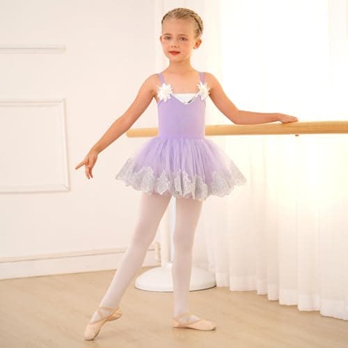 Ballet Leotards for Toddler Girls - Sequin Flower Camisole Dress