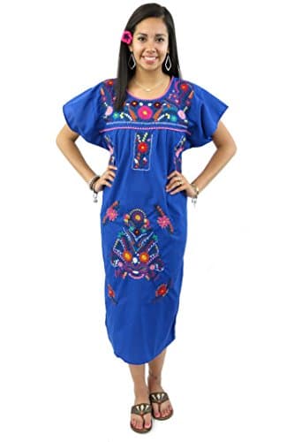 Leos Imports Hand Embroidered Mexican Dress Puebla