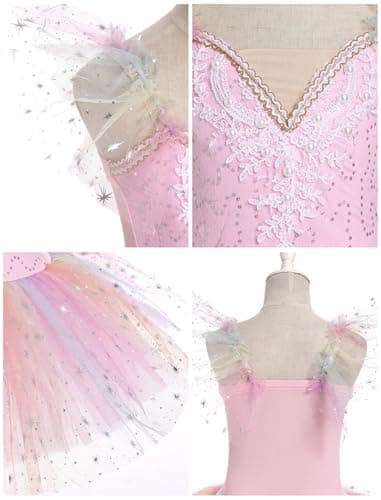 Girls Ballet Leotard Dress with Tutu for Swan Lake Dance Performance