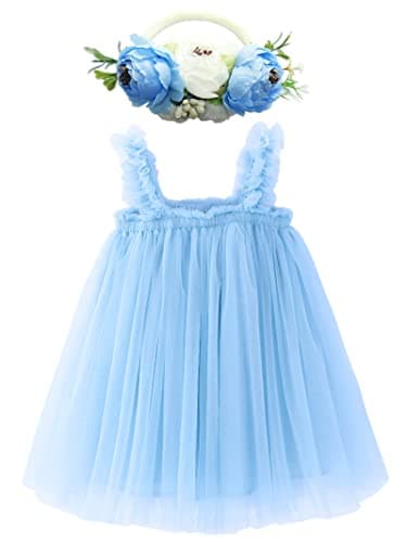 Rainbow Tutu Dress with Flower Headband for Toddlers