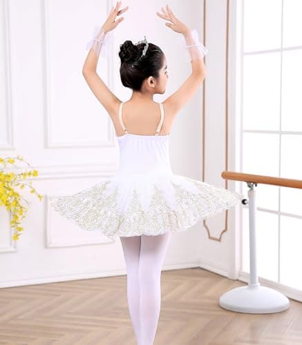 ORIDOOR Girl's Lace Sequin Tutu Skirted Leotard Ballet Costume