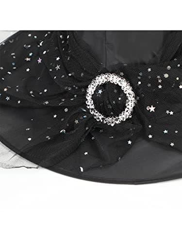 Century Star Kids Witch Hat - Halloween Lace Hat for Girls Youth Teens Cosplay