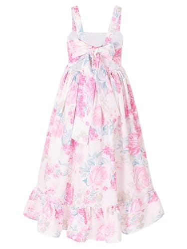 Flofallzique Vintage Floral Maxi Dress for Kids Birthday Parties