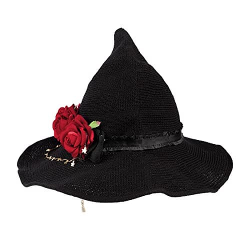 Beisto Halloween Witch Hat with Big Rose BowCosplay Party Ornament
