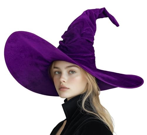 MCJC Witch Hat, Ruched Wide Brim, Halloween Masquerade Party Accessory