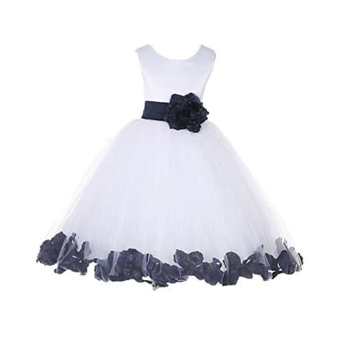 ekidsbridal White Floral Rose Petals Flower Girl Dress