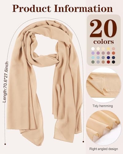Mepase 20 Pack Soft Chiffon Hijab Scarf for Women Light and Long, 20 Colors