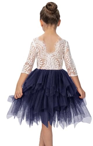 2Bunnies Girl Peony Lace Back Tiered Tutu Party Dress