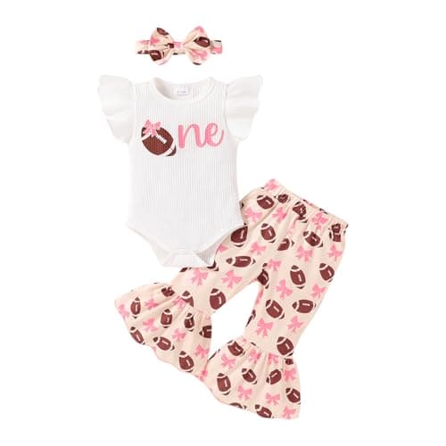 YOUNGER TREE Baby Girl 1st Birthday Outfit Romper & Flared Pants