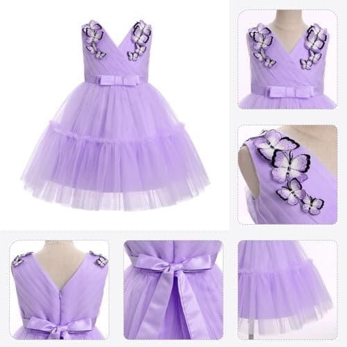 ODASDO Baby Girls V-Neck Tulle Tutu Flower Girl Dress Summer Party