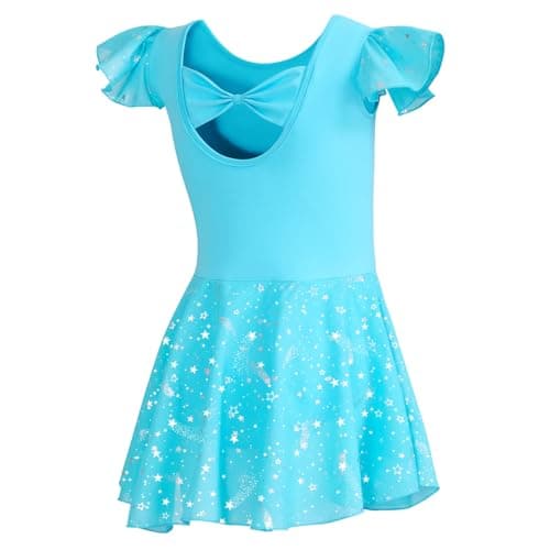 DIPUG Shiny Girls Ballet Leotard with Ruffle Sleeve