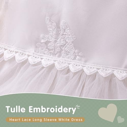 Booulfi White Lace Baby Girl Baptism Dress 3pcs Set