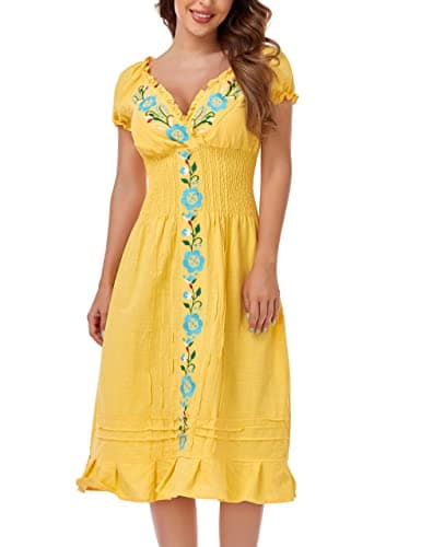 Mexican Embroidered Casual Dress for Women