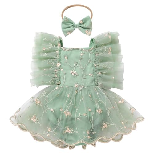 ODASDO Baby Girl Floral Tulle Tutu Romper Dress for First Birthday Cake Smash