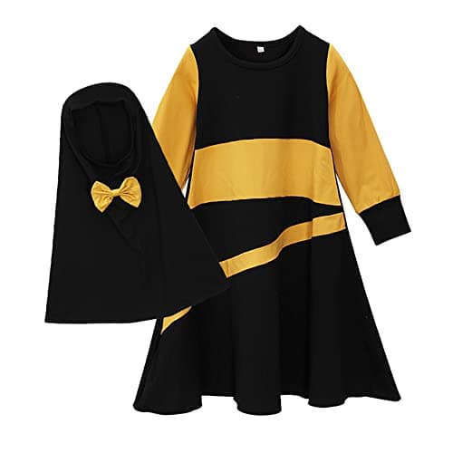 Muslim Girls Abaya with Hijab Set Arabian Robe for Prayer Clothes