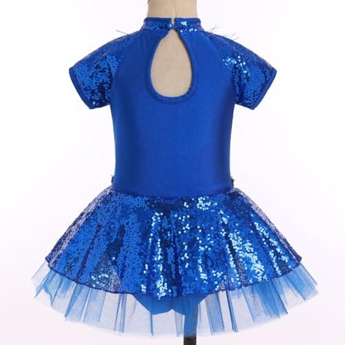 Girls Shiny Sequins Ballet Dance Leotard Tutu Dress