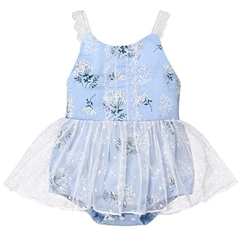 Infant Baby Girl Romper Dress with Flower Embroidery