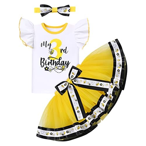Baby Girl Unicorn Bee Theme Birthday Party Outfit