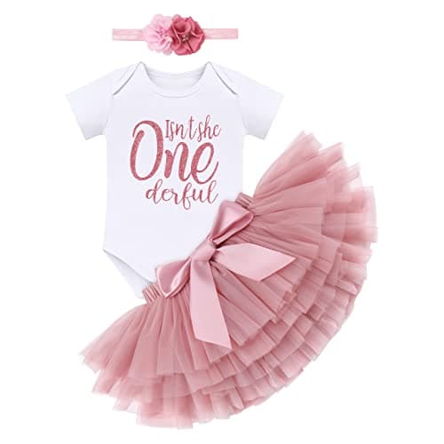 ODASDO Baby Girl Rainbow Birthday Cake Smash Outfit Set