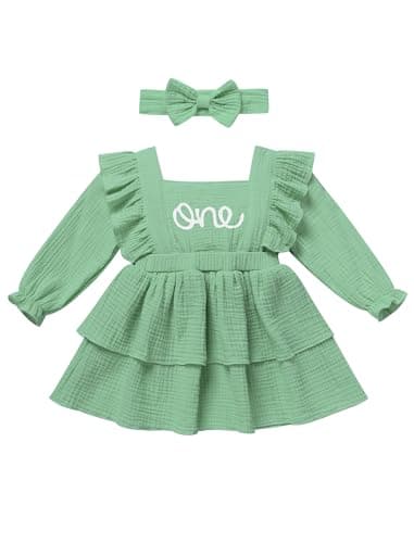 ODASDO Baby Girls Fall Winter Cotton Long Sleeve Tutu Dress for 1st Birthday Photo Shooting