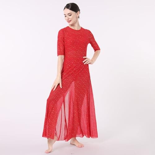 3pcs Women Modern Contemporary Dance Costume: Power Mesh Maxi Overdress + Camisole + Shorts