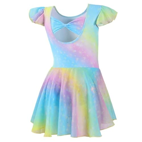 DIPUG Shiny Girls Ballet Leotard with Ruffle Sleeve