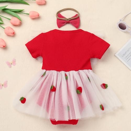 ODASDO Baby Girls 1st Birthday Tutu Romper Dress with Bow Headband