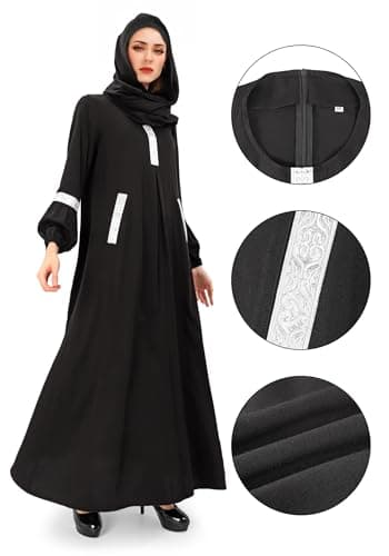 DAZCOS Women's Modest Abaya Dress with Hijab Long Sleeve Arabian Robe
