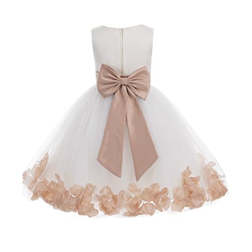 Ekid's Bridal Ivory Tulle Floral Petals Toddler Girl Dress 302T