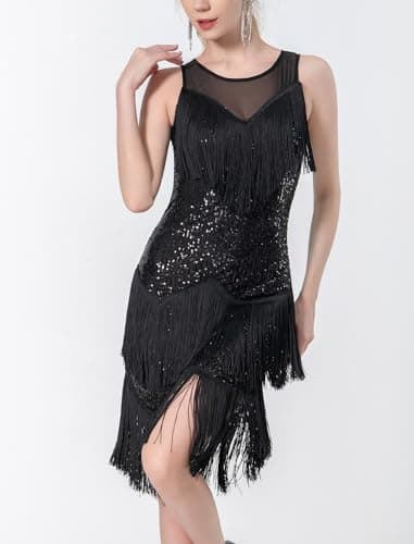 Women's Latin Dance Dress with Fringe and Sequins for Ballroom Dancing