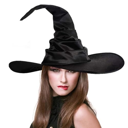 Fulansi Large Ruched Cone Witch Hat for Halloween Cosplay Party Decor