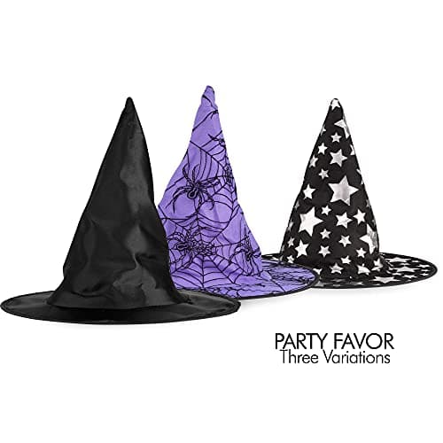 Big Mo's Toys Halloween Witch Hats for Kids – 10 Pack Varied Designs