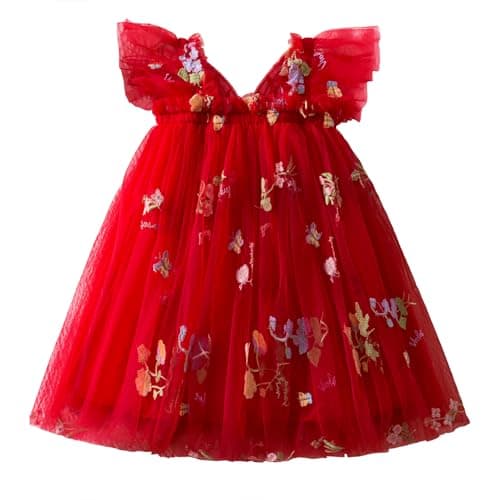 Nileafes Toddler Girl Summer Floral A-Line Sundress Sleeveless Beach Butterflies