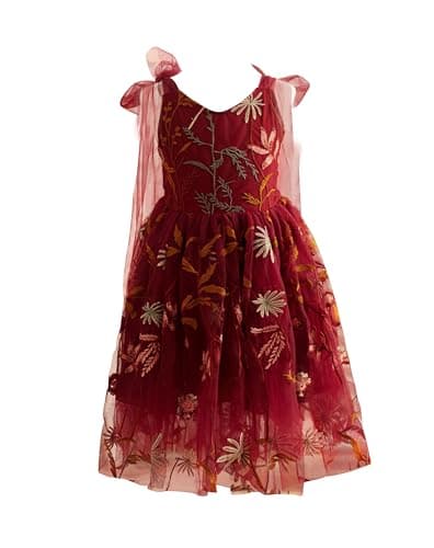 LalaMira Floral Embroidered Toddler Girls Wedding Dress Tulle Photo Shoot