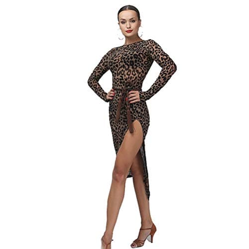 YILINFEIER Women's Leopard Print Tango Salsa Dance Costume