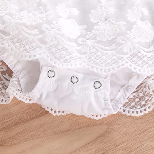 Floral Lace Ruffle Sleeve Backless Baby Girl Romper Dress Outfit