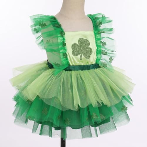 ODASDO Baby Girl Easter/St. Patrick's Day Party Tutu Dress & Bowknot Headband Set