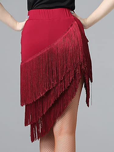 Z&X Women's Latin Salsa Dance Skirt with Hi-Lo Ruffle Shorts