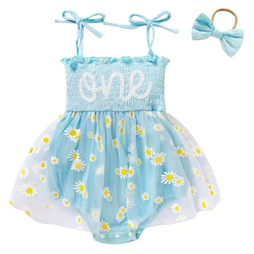 TITKKOP Baby Girl 1st Birthday Tulle Romper Sleeveless Bodysuit Cake Smash Outfits