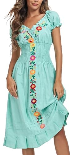 Mexican Embroidered Casual Dress for Women
