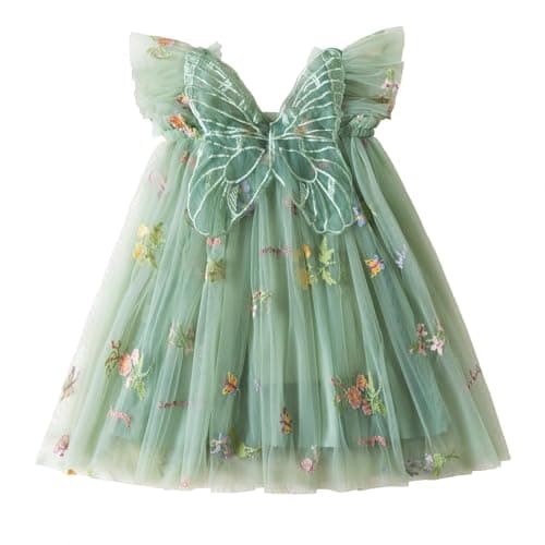 NNJXD Casual Flower Embroidery Tulle Dress for Baby Girls
