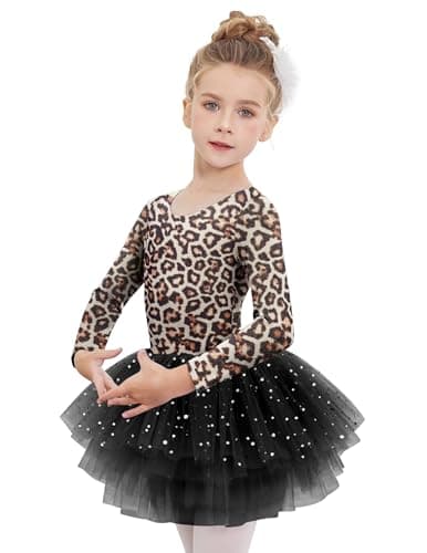 Zaclotre Girls 4-Layer Tiered Long Sleeve Dance Tutu Dresses
