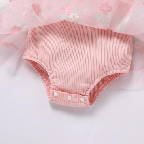 ODASDO Lace Floral Tutu Romper for Baby Girls Birthday Outfit