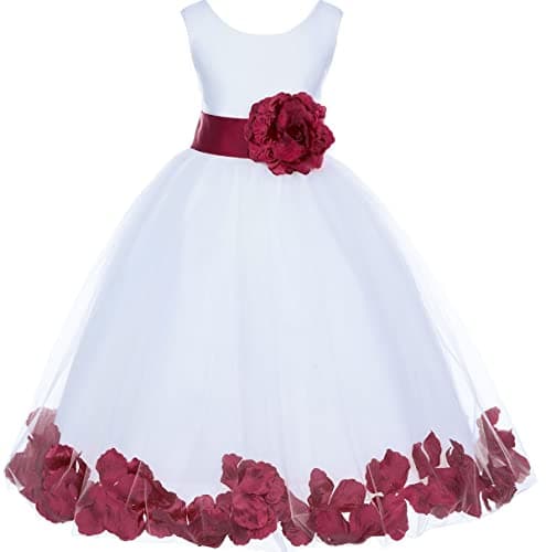 ekidsbridal White Floral Rose Petals Flower Girl Dress